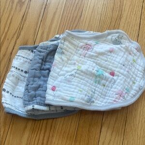 Soft Baby Bib Set of 3- White, Gray, Pink, Blue